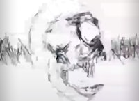 a black and white drawing of a skull